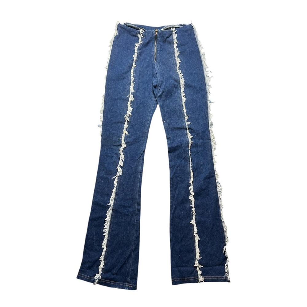 P&P USA made VTG 80s Bareback Fringe Flare Jeans Denim Small 28"